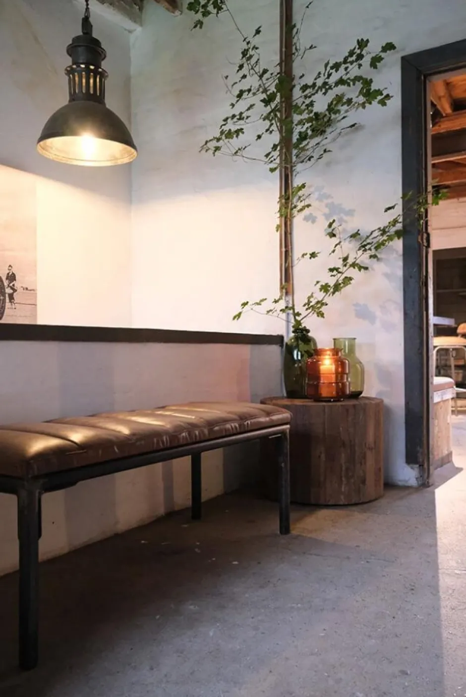 Bänkar|Kök|Trademark Living Bänk 'Sean' - Läder/Järn