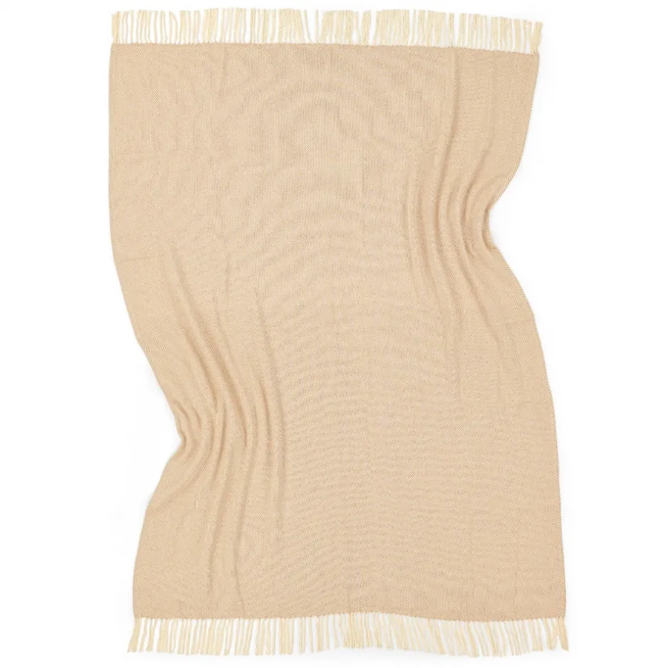 Plädar & Filtar|Vardagsrum|Reforma x Trendcarpet Bomullspläd 'Denisa Fishbone' 130x170cm - Beige/vit