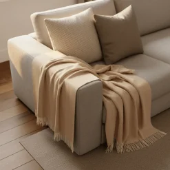 Plädar & Filtar|Vardagsrum|Reforma x Trendcarpet Bomullspläd 'Denisa Fishbone' 130x170cm - Beige/vit