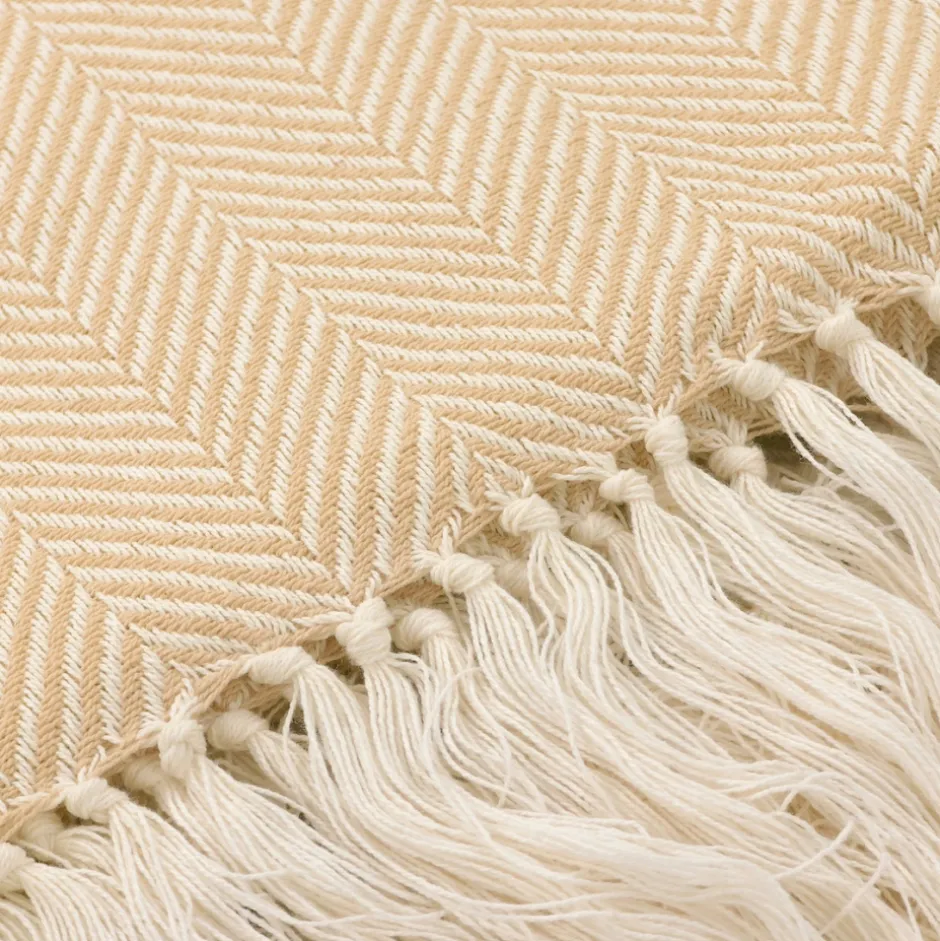 Plädar & Filtar|Vardagsrum|Reforma x Trendcarpet Bomullspläd 'Denisa Fishbone' 130x170cm - Beige/vit