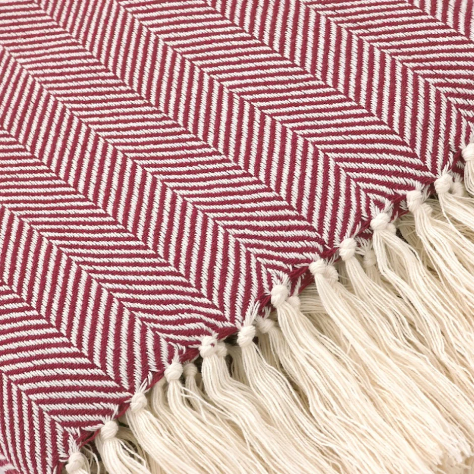 Plädar & Filtar|Vardagsrum|Reforma x Trendcarpet Bomullspläd 'Denisa Fishbone' 130x170cm - Röd/vit