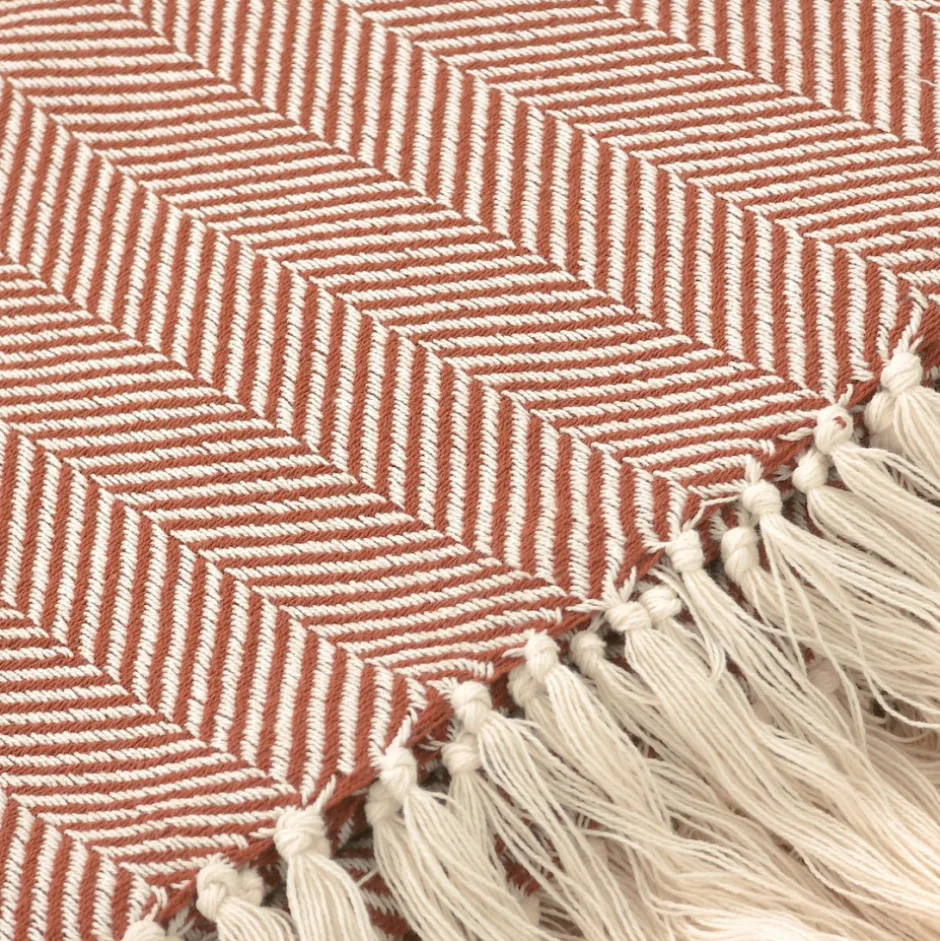 Plädar & Filtar|Vardagsrum|Reforma x Trendcarpet Bomullspläd 'Denisa Fishbone' 130x170cm - Brun/vit