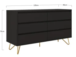 Byråer|Sovrum|Reforma Byrå 'Elle' 120x70 - Svart/Mässing