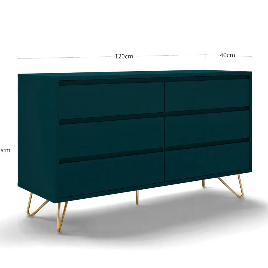 Byråer|Sovrum|Reforma Byrå 'Elle' 120x70 - Turkos/Mässing