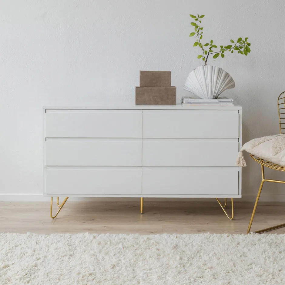 Byråer|Sovrum|Reforma Byrå 'Elle' 120x70 - Vit/Mässing
