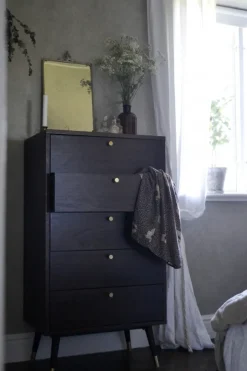 Byråer|Sovrum|Reforma Byrå 'Prime' 5 lådor - Valnöt/Mässing