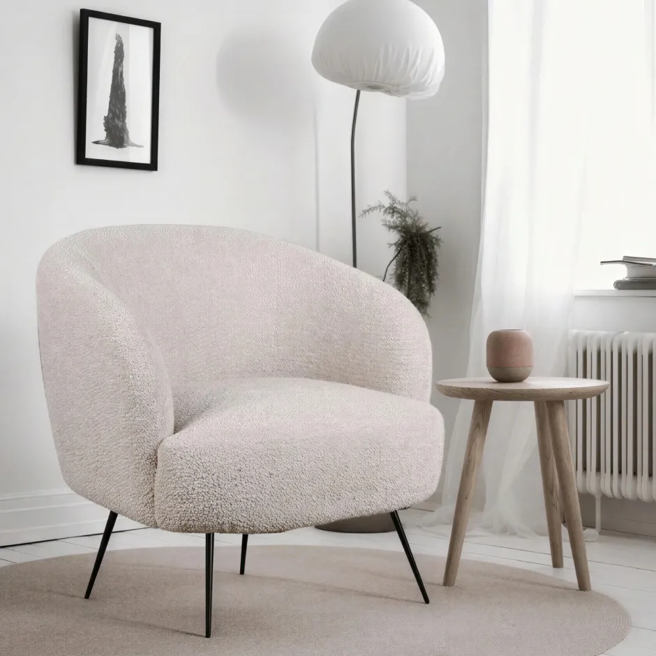 Fåtöljer|Vardagsrum|Reforma Fåtölj 'Capri' - Beige/Bouclé