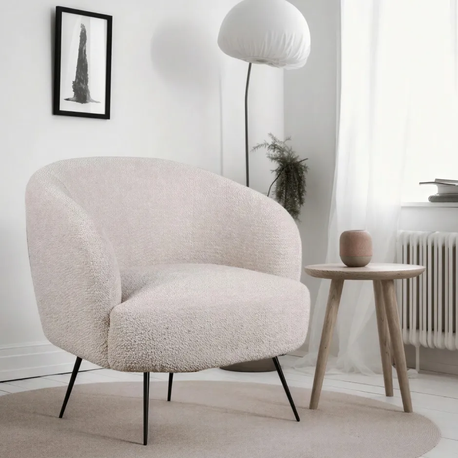Fåtöljer|Vardagsrum|Reforma Fåtölj 'Capri' - Beige/Bouclé
