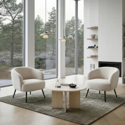 Fåtöljer|Vardagsrum|Reforma Fåtölj 'Capri' - Vit/Bouclé