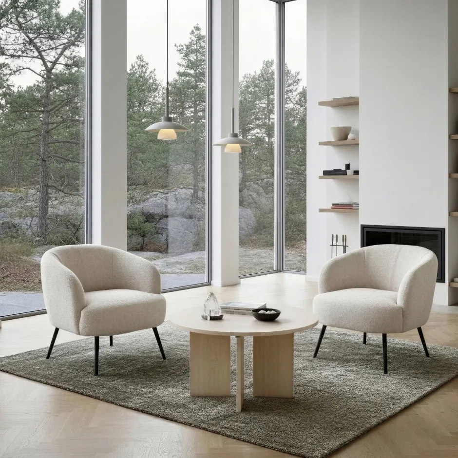 Fåtöljer|Vardagsrum|Reforma Fåtölj 'Capri' - Vit/Bouclé