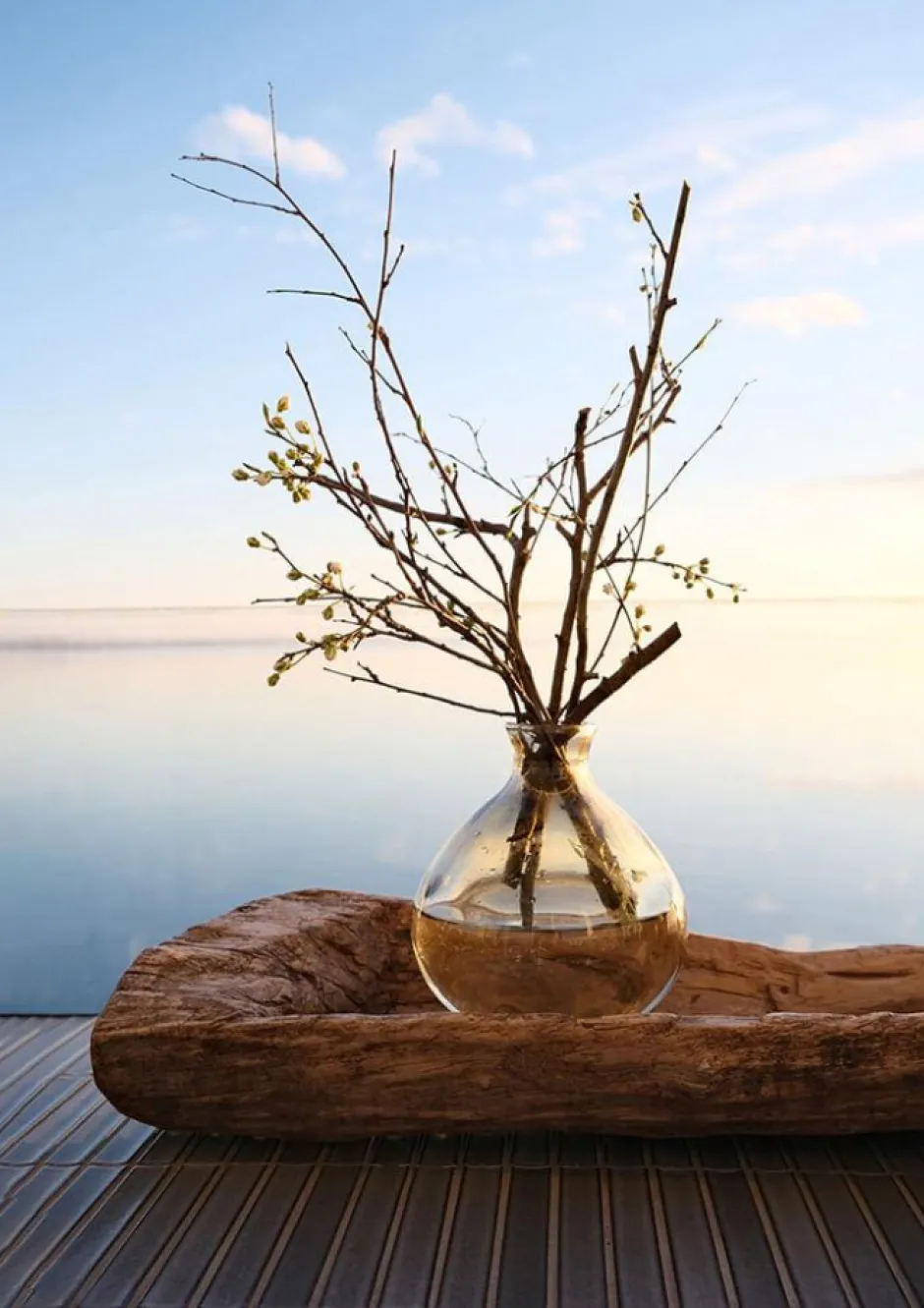 Vaser|Kök|Trademark Living Glasvas 'Melvin' Låg - Beige