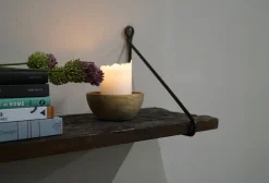 Arbetsrum|Vägghyllor|Vintage Hylla 'Adel' - Trä/Mässing