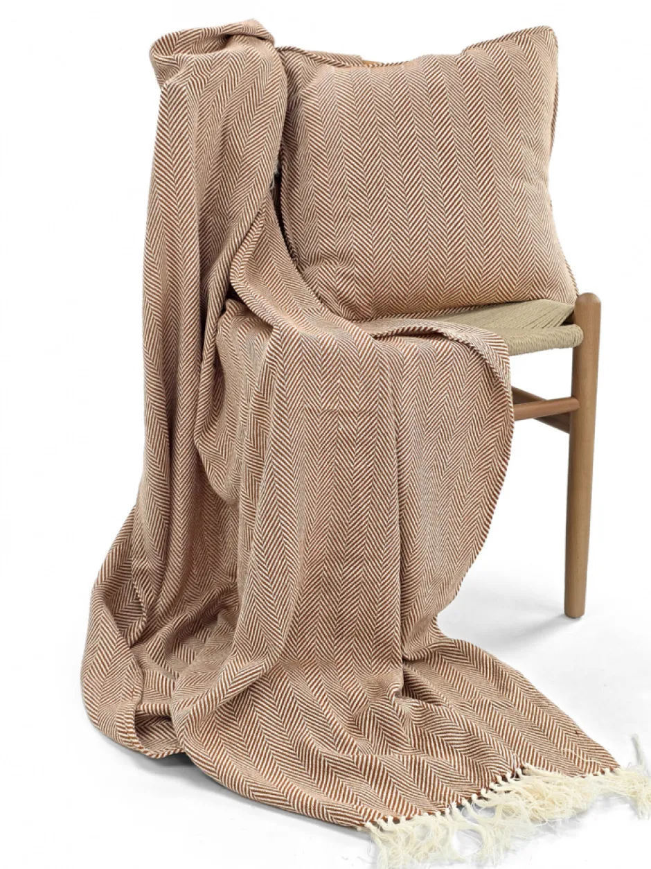 Sovrum|Kuddfodral|Reforma x Trendcarpet Kuddfodral 'Denisa Fishbone' 45x45cm - Brun/vit
