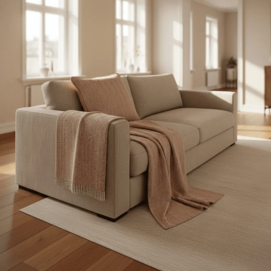 Sovrum|Kuddfodral|Reforma x Trendcarpet Kuddfodral 'Denisa Fishbone' 45x45cm - Brun/vit