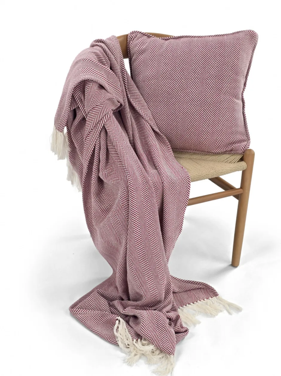 Sovrum|Kuddfodral|Reforma x Trendcarpet Kuddfodral 'Denisa Fishbone' 45x45cm - Röd/vit