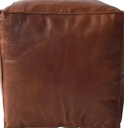 Sittpuffar & Fotpallar|Fåtöljer Vintage|Trademark Living Läderpuff 'Olivia' Kub - Brun