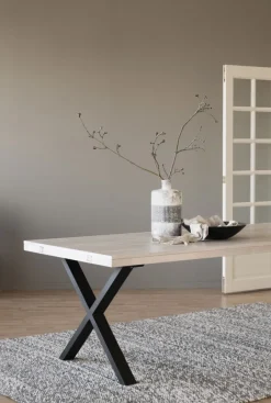 Matbord|Kök|Rowico Home Matbord 'Brooklyn' 220x95cm - Vitpigmenterad/Svart X-ben