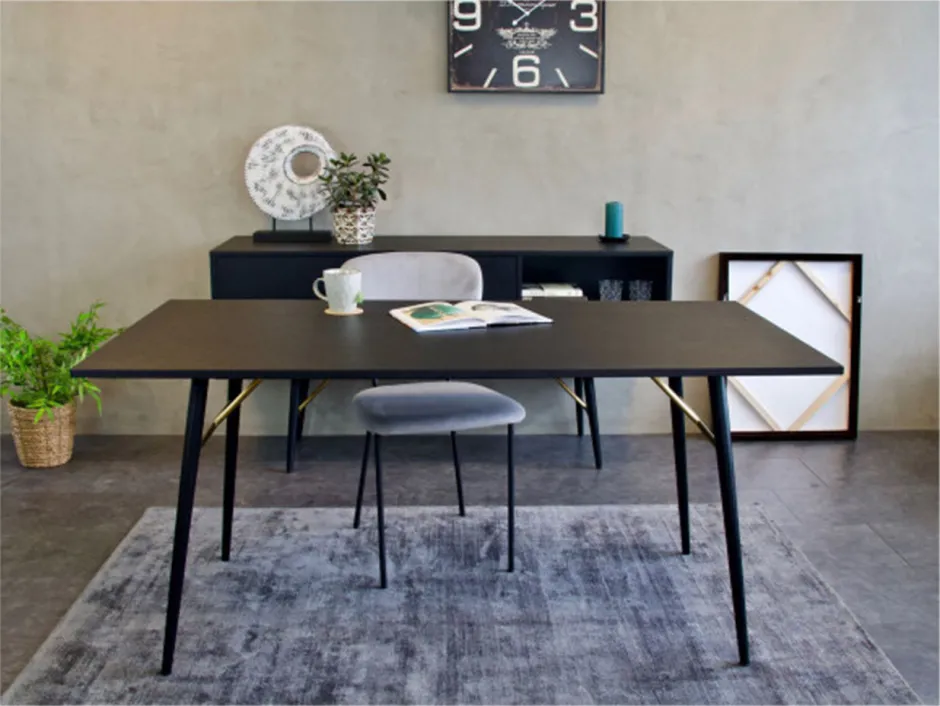 Bord|Matbord|Reforma Matbord 'Lux' 160x90cm - Svart/Mässing
