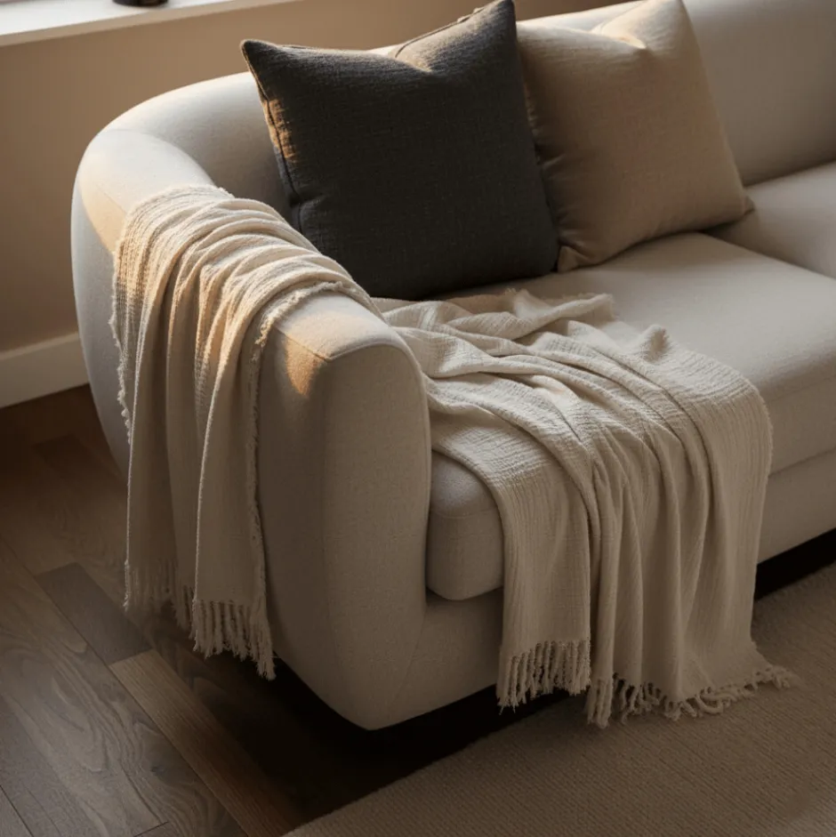 Plädar & Filtar|Vardagsrum|Reforma x Trendcarpet Muslinpläd 'Dorena' 130x170cm - Grå