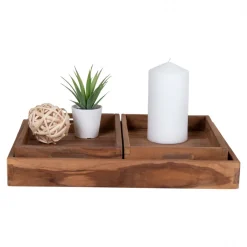 Övrig Dekoration|Reforma 3-pack Bricka 'Faro' - Teak/Natur