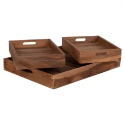 Övrig Dekoration|Reforma 3-pack Bricka 'Faro' - Teak/Natur
