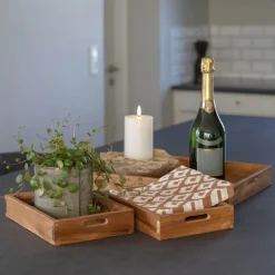 Övrig Dekoration|Reforma 3-pack Bricka 'Faro' - Teak/Natur