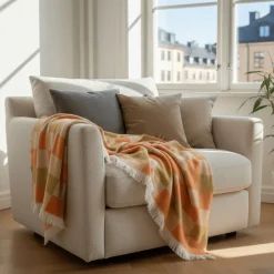 Plädar & Filtar|Vardagsrum|Reforma x Trendcarpet Pläd 'Audrey Check' 130x170cm - Beige/gul/orange