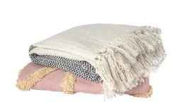 Textilier|Plädar & Filtar|Reforma Pläd i återvunnen bomull 'Skiss' - Beige/Blå