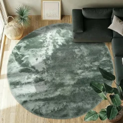 Mattor|Ryamattor|Reforma x Trendcarpet Rund matta 'Aranga Super Soft Fur' - Grön