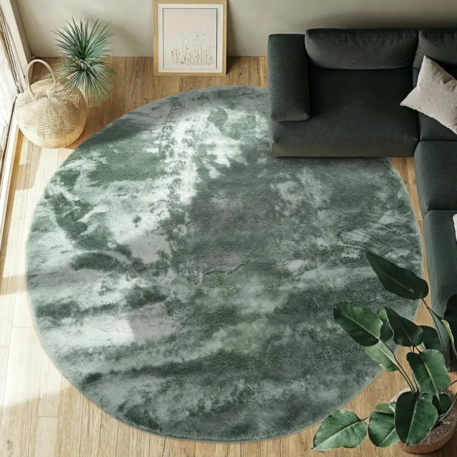 Mattor|Ryamattor|Reforma x Trendcarpet Rund matta 'Aranga Super Soft Fur' - Grön