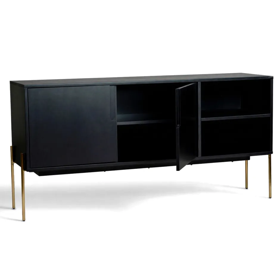 Hyllor & Förvaring|Tv-Bänkar|Reforma Sideboard 'Frölunda' - Svart/Mässing