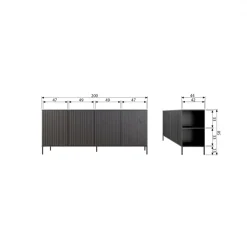 Hall|Sideboards|WOOOD Sideboard ‘New Gravure’ 200 cm - Mörkbrun/Svart