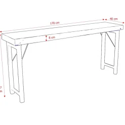 Bord|Matbord Vintage|Vintage Sidobord 170x40cm - Svart