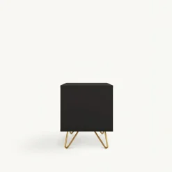 Bord|Sovrum|Reforma Sängbord 'Elle' - Svart/Mässing