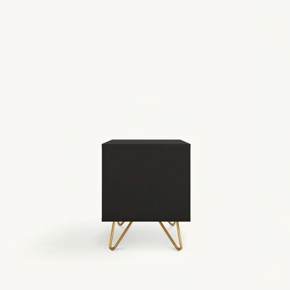 Bord|Sovrum|Reforma Sängbord 'Elle' - Svart/Mässing