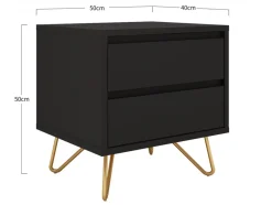 Bord|Sovrum|Reforma Sängbord 'Elle' - Svart/Mässing