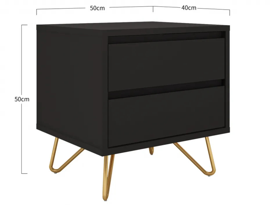 Bord|Sovrum|Reforma Sängbord 'Elle' - Svart/Mässing