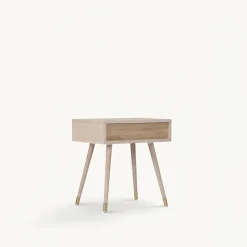 Bord|Sovrum|Reforma Sängbord 'Prime' - Vit ek/Mässing