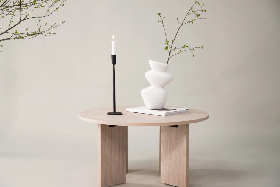 Soffbord|Vardagsrum|Reforma Soffbord 'Arvika' Runt 80cm - Vitpigmenterad Ek