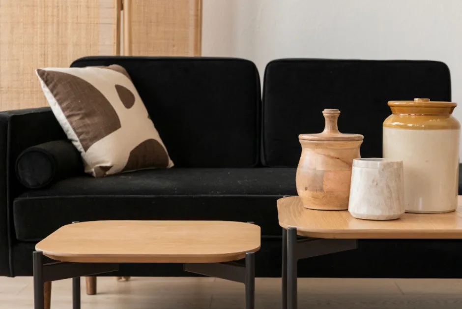 Bord|Soffbord|Reforma Soffbord 'Frida' 50x50cm - Natur/Svart