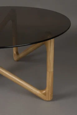 Soffbord|Vardagsrum|Dutchbone Soffbord 'Naia' Runt 80cm - Natur/Glas