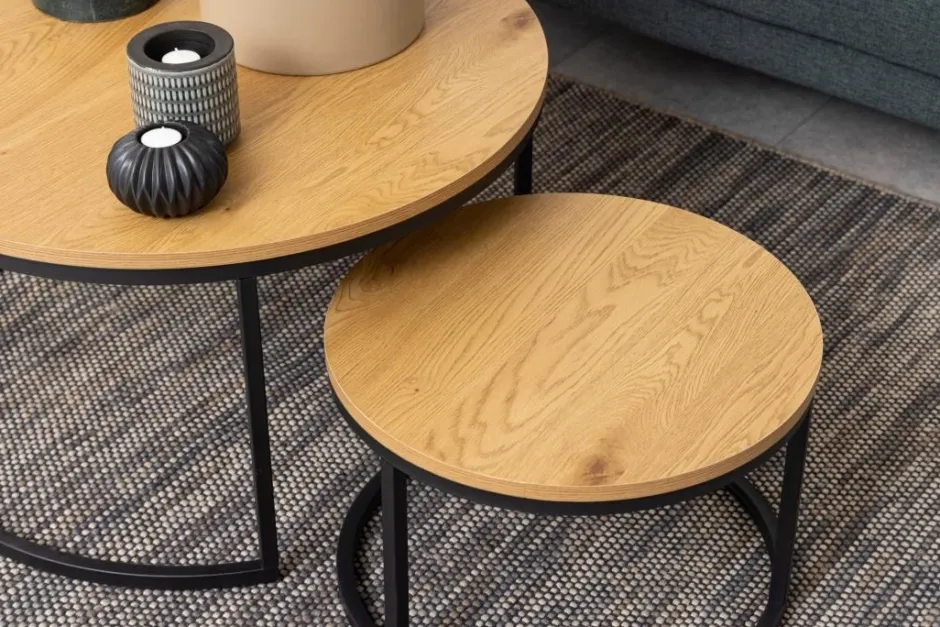 Soffbord|Vardagsrum|Reforma Soffbord 'Spiro' 80cm - Natur/Svart