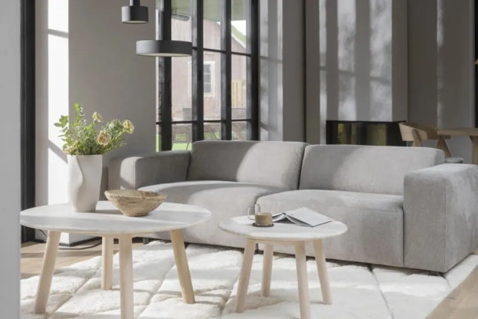 Soffbord|Vardagsrum|Rowico Home Soffbord 'Taransay' Runt 90cm - Beige/Vitpigmenterad