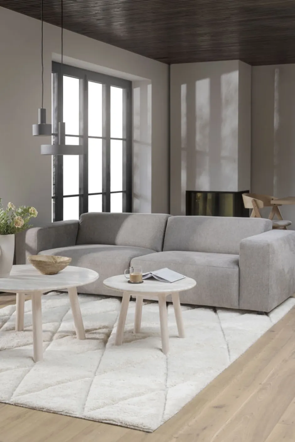 Soffbord|Vardagsrum|Rowico Home Soffbord 'Taransay' Runt 90cm - Beige/Vitpigmenterad