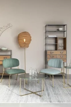 Soffbord|Vardagsrum|Reforma Soffbord 'Timpa' Runt 70cm - Grön marmor/Guld