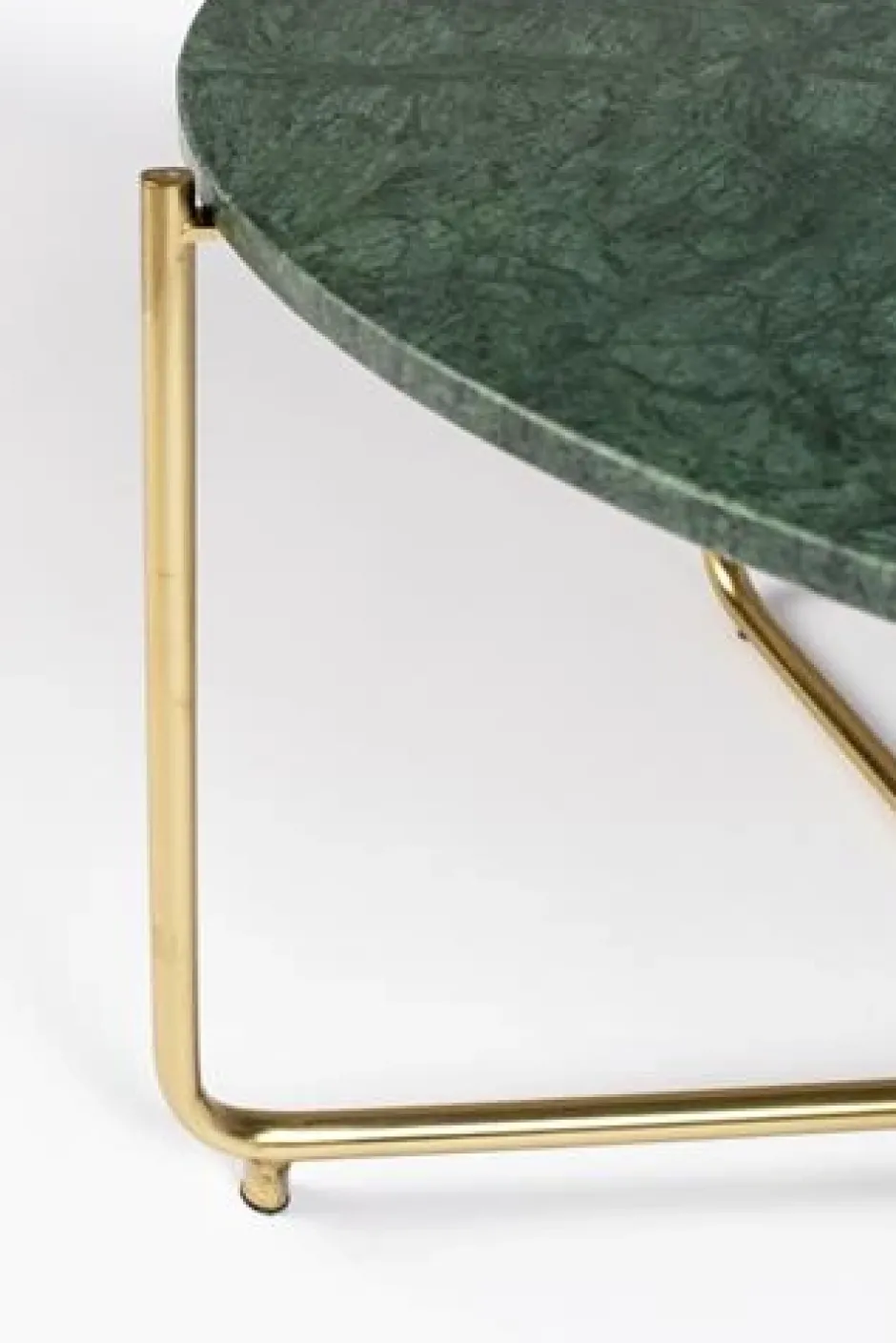 Soffbord|Vardagsrum|Reforma Soffbord 'Timpa' Runt 70cm - Grön marmor/Guld
