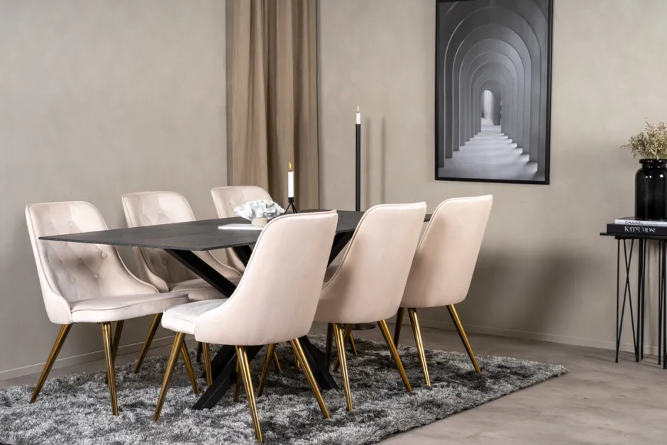 Stolar|Kök|Reforma Stol 'Elverum Deluxe' - Beige/Mässing