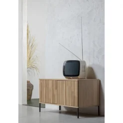 Tv-Bänkar|WOOOD TV-bänk ‘New Gravure’ 100 cm - Ek/Svart