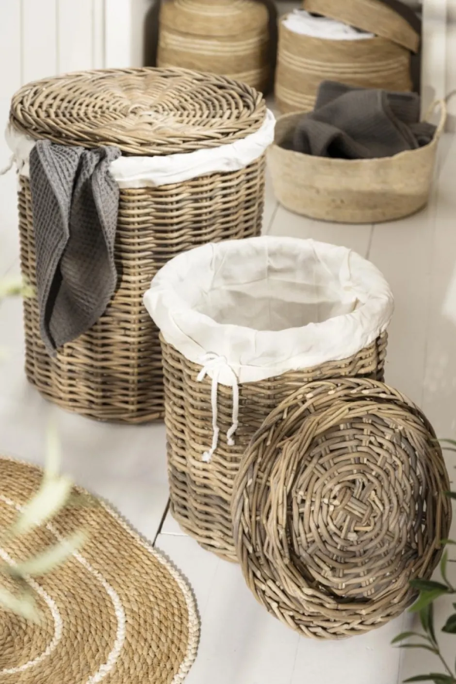 Lådor Vintage|Lådor & Korgar|Ib Laursen Tvättkorg 2-pack 'Rattan' - Natur