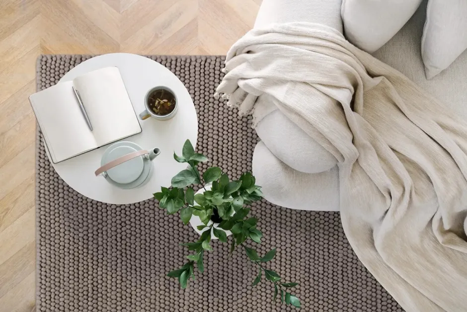 Ullmattor|Vardagsrum|Reforma x Trendcarpet Ullmatta 'Avafors Wool Bubble' 240x240cm - Brun